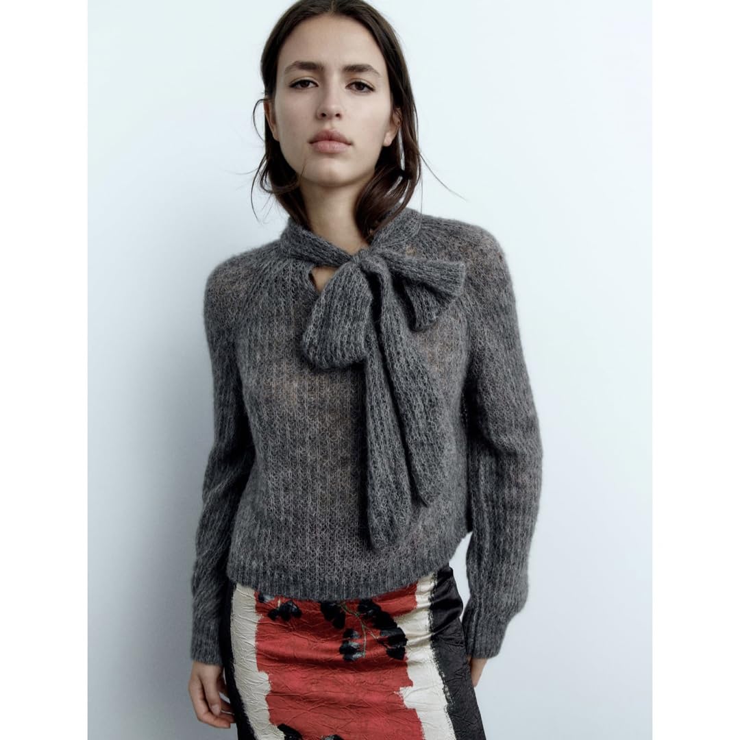 Amazon.co.jp: ZARA リボンオープンニットセーター S : ファッション