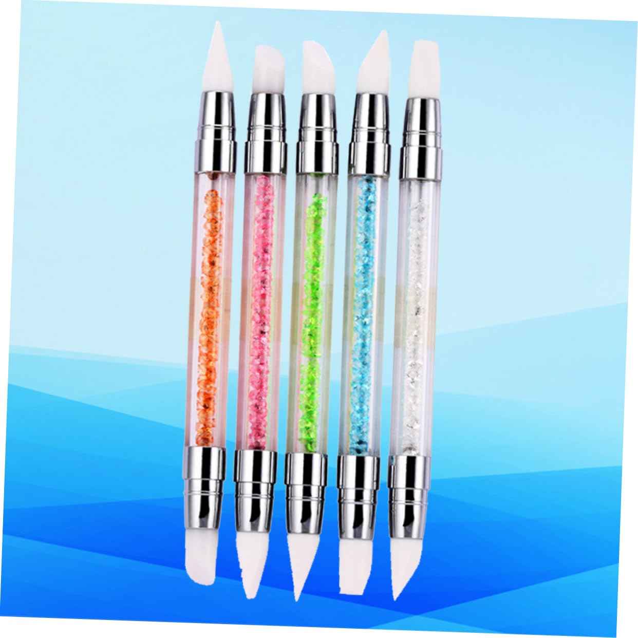 Healeved 15pezzi Pennello Per Nail Art Silicone Con Testa Doppia e Diamante Strumenti Per Manicure e Decorazione Unghie Facile Da Usare Per Disegni e Tratti