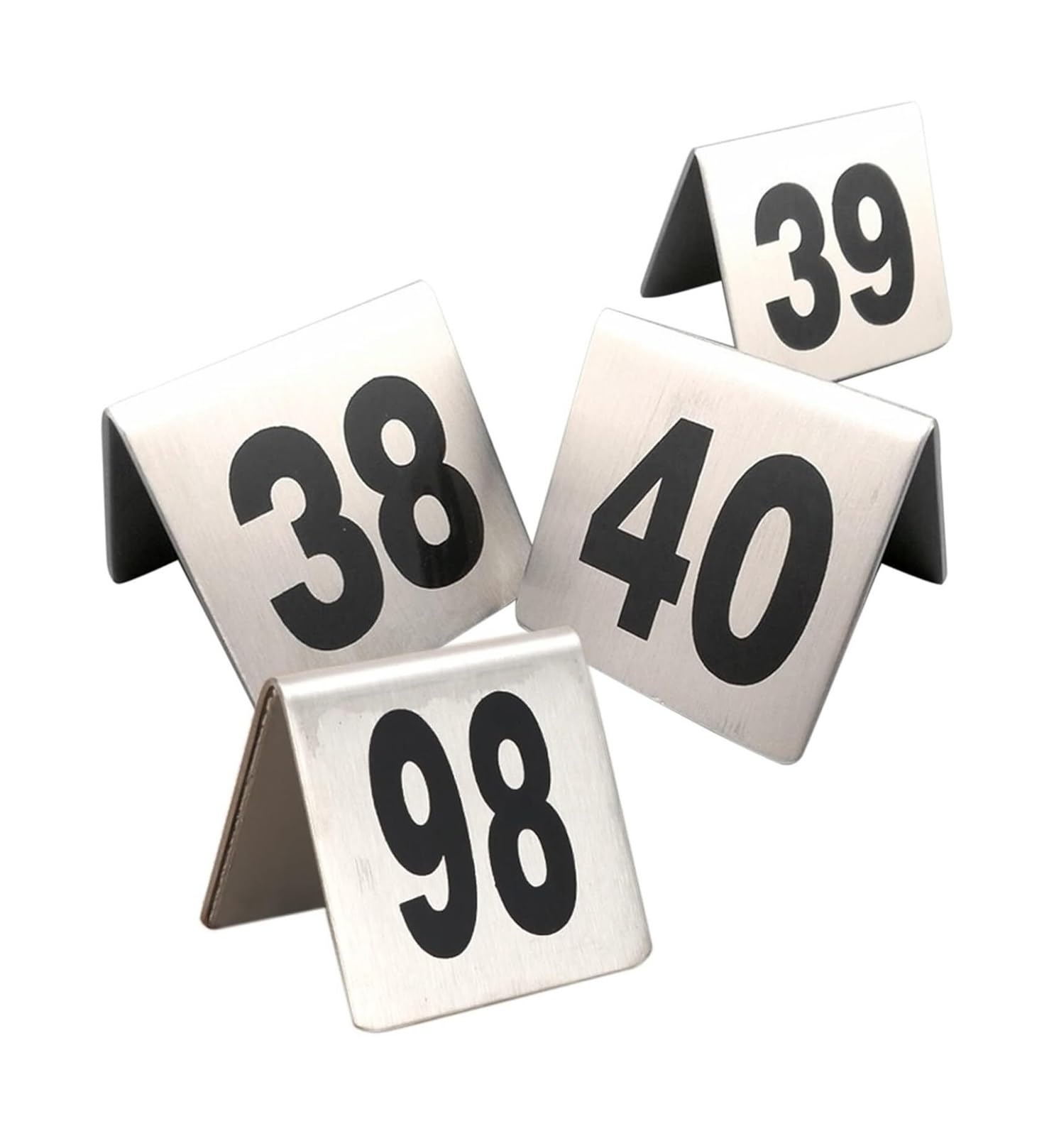 Carte dei Numeri dei tavoli, Portanumero da Tavolo in Stile Tenda in Acciaio Inossidabile 1-50 1-100 5x5 Cm 2x2 Pollici Bifacciale(1 to 50)