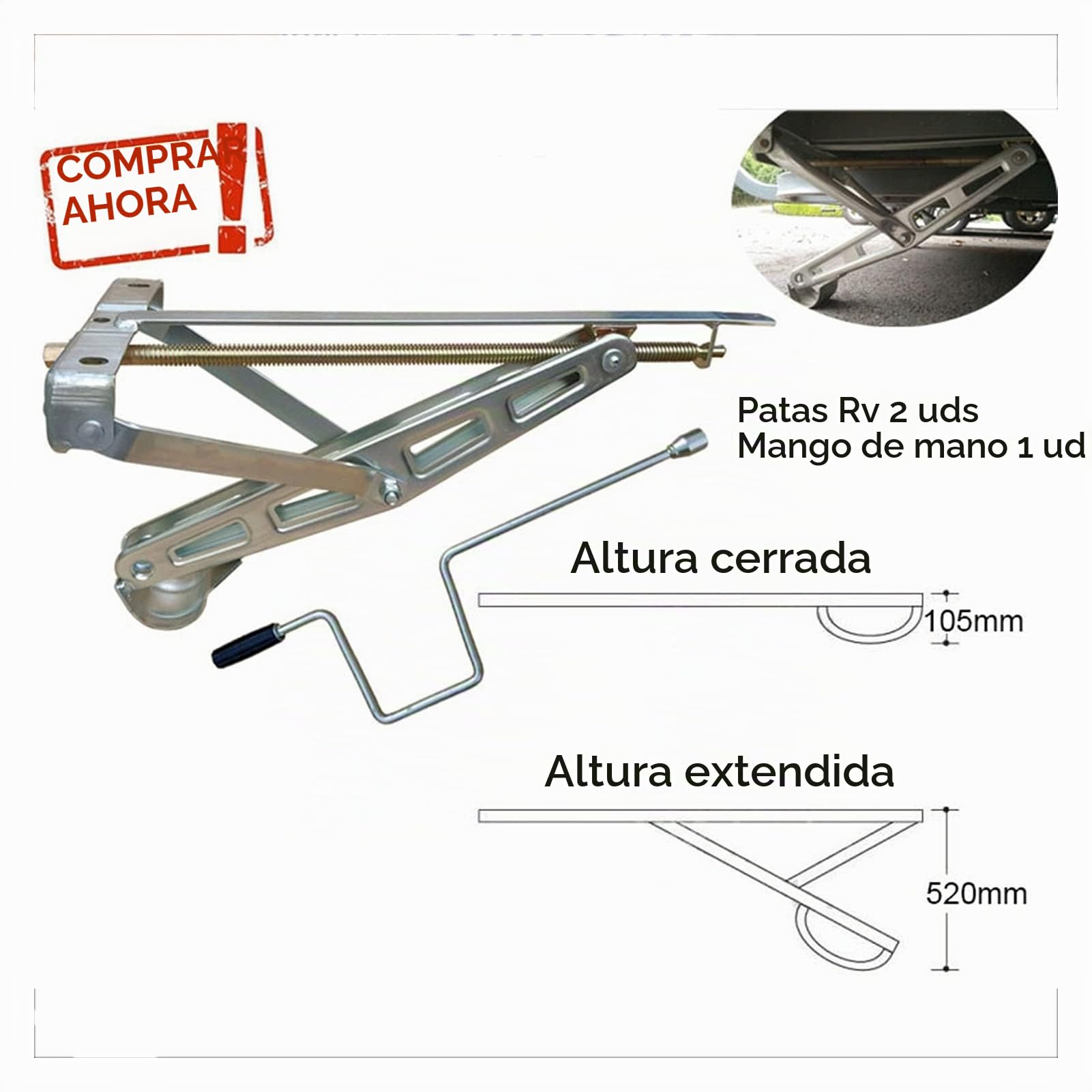 Heavy Duty Car Jack Stand Kit RV Remolque Estabilizador Stands Partes C-Style Jacks Estabilizador de Caravana Patas de estacionamiento Autocaravana Camping RV Estabilizador