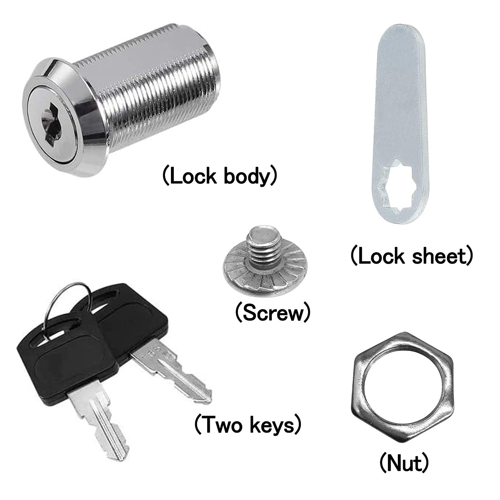 Set 5 Serrature Per Cassetti Con 10 Chiavi - Serrature A Camma Per Armadi, Cassettiere E Cassette Postali