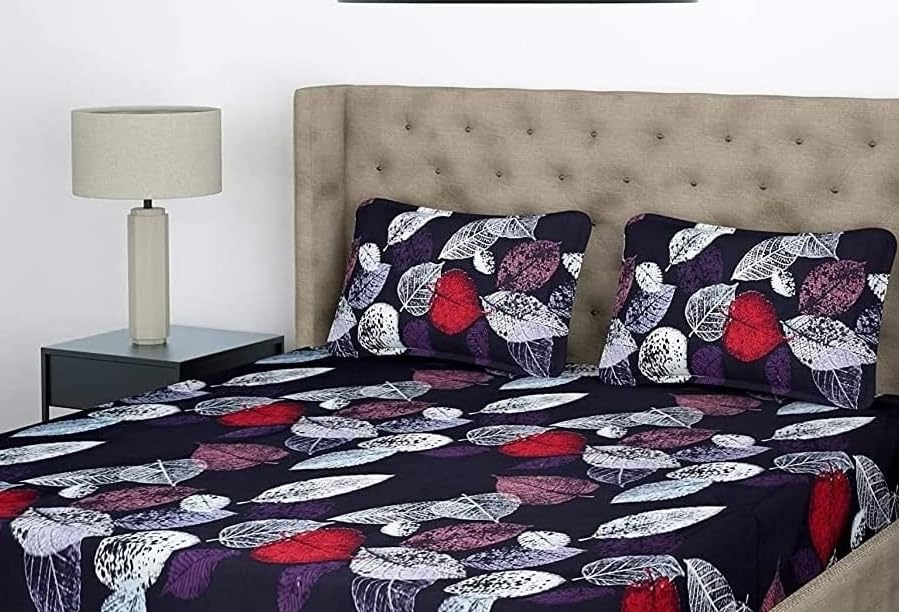 Image of BEVI Premium Microfiber 300 TC Fabric Pillow Cover Ultra Soft & Smooth Printed Color Fade Resistant & Wrinkle Free Luxury Home Decor Black Mix Patta Pack of 2