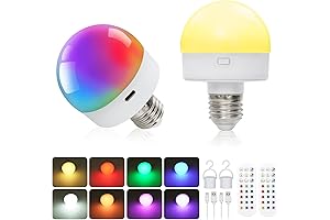 Frideko Rechargeable Battery Operated Type C Light Bulb (15 Colors, 10 Brightness,...
