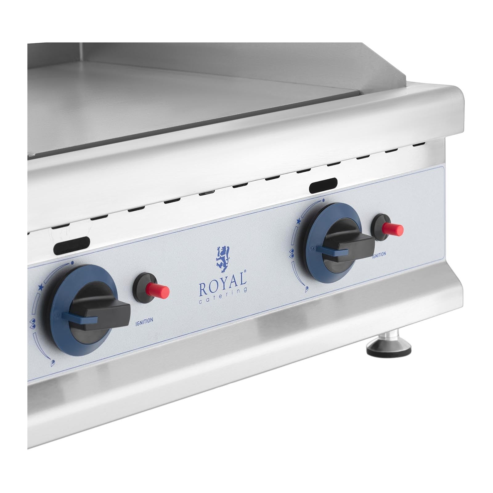 Plancha de gas natural de acero inoxidable parrilla profesional 75 cm 2 zonas de cocción 2 x 3 100 vatios (placa 74,5 x 40 cm, 20 mbar, gas natural, 50-300 °c, lisa, evacua la grasa) 14_0004036