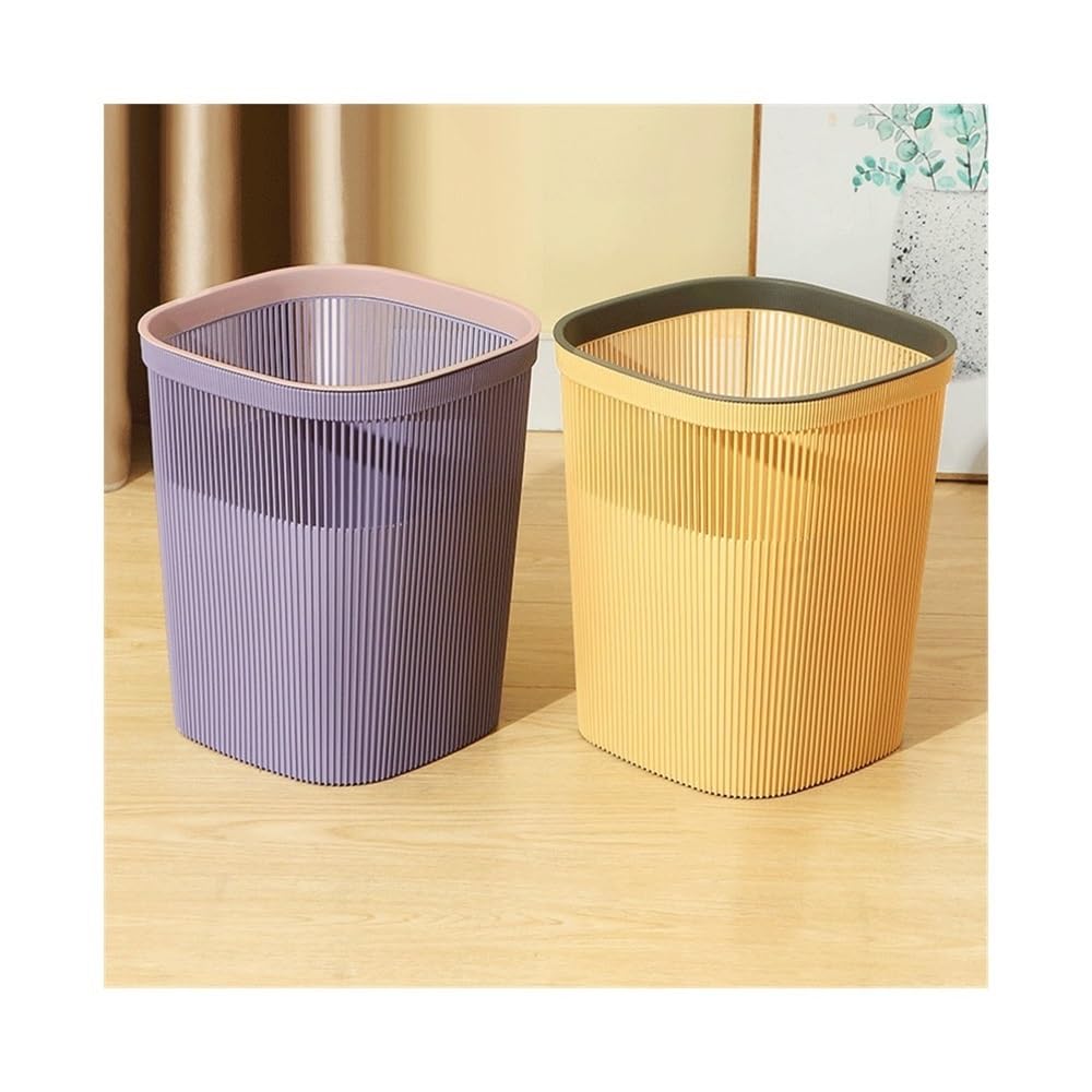 Kosz na śmieci, okrągły, plastikowy kosz na śmieci z pierścieniem ciśnieniowym do kuchni domowej, duży / mały, fioletowy i fioletowo-żółty, 2 opakowania (mały)