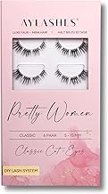 AYLASHES - DIY Eyelash Extensions Maxi Box Pretty Women | 6 Pairs of Eyelashes | Up to 7 Days Hold | Eyelashes DIY Set for Home | Artificial Eyelashes | Adhesive Eyelashes | Cat Eye lashes | lash extension set