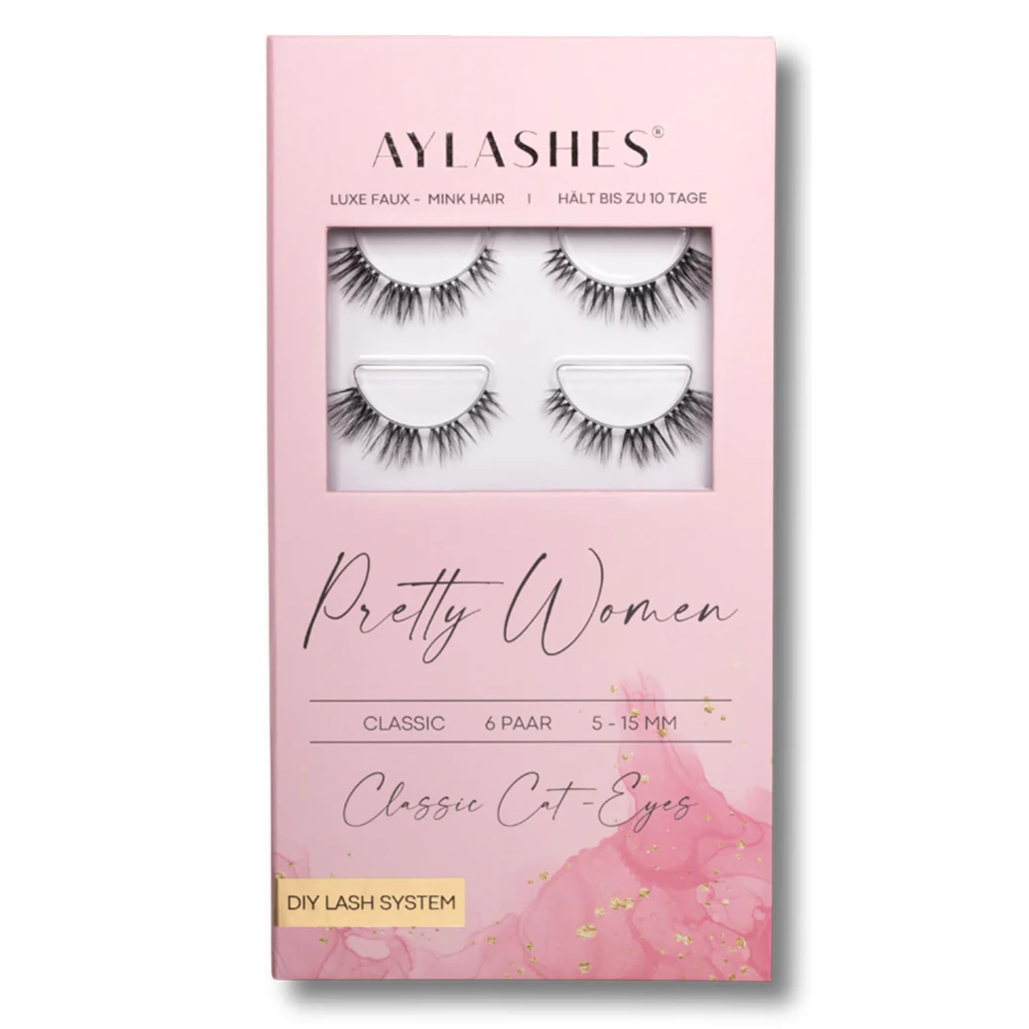 AYLASHES - DIY Wimpernextensions Maxi Box Pretty Women | 6 Paar Wimpern | bis zu 7 Tage Halt | Wimpern DIY Set für zu Hause | künstliche Wimpern | Klebewimpern | Cat eye lashes | lash extension set