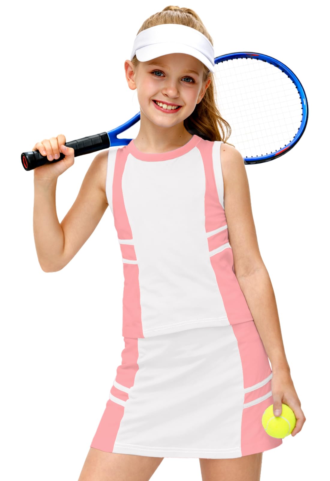 AOBUTE Girls Tennis Golf Outfit Tank Top and Skirt with Shorts Set 4-12 Years