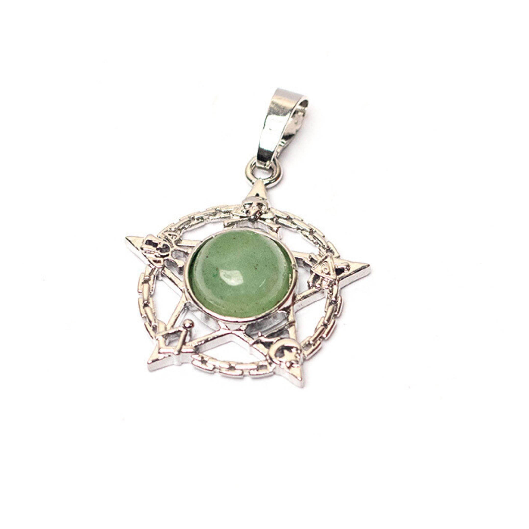 The Cosmic Connect Natural Energizing Crystal Green Aventurine Star of Devid Symbol Pendant Handcrafted Healing Stone Stylish Fashion Jewellery for Good Luck & Prosperity