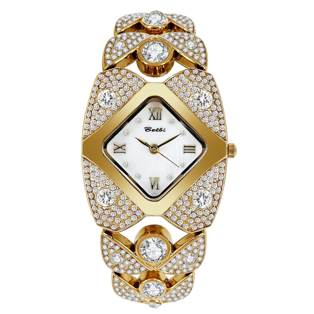 Orologio da polso da donna con cinturino in cristallo, stile retrò, con strass