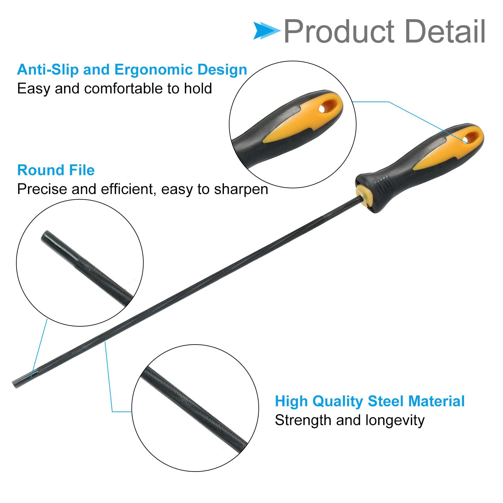 Cjueiom 3Pcs Chainsaw File, 4mm (5/32 Inch) Round Sharpening File with ...