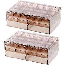 2 Pack PS Plastic Jewelry Box Brown Multi-layer Portable Box Multi-part Grid Jewelry Storage Box for Necklaces Bracelets