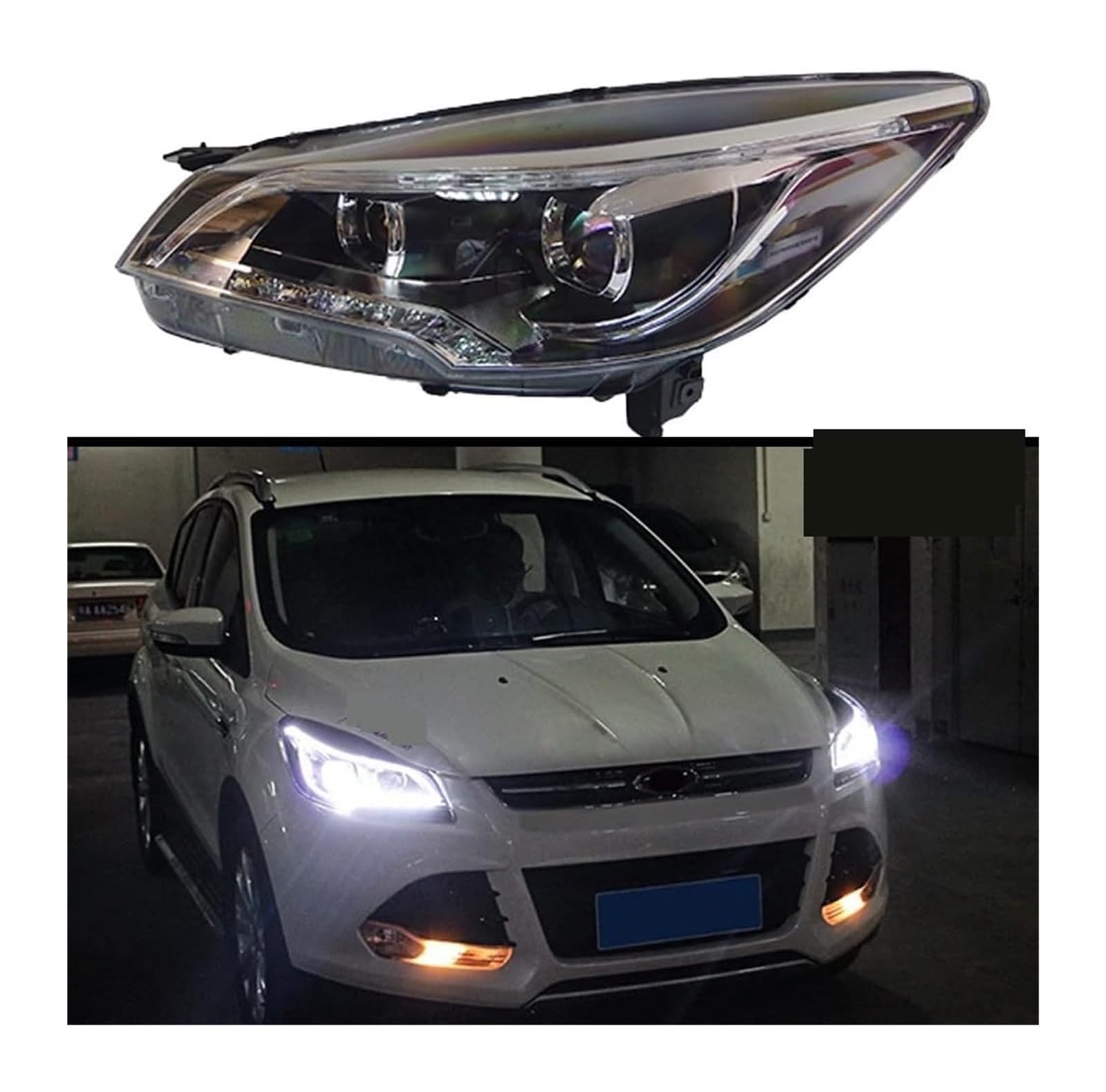 Escape Kuga 2013 Auto Front Headlight Dynamiczna konstrukcja kierunkowskazów Obiektyw Zespół optyczny (zestaw LED 6000K)
