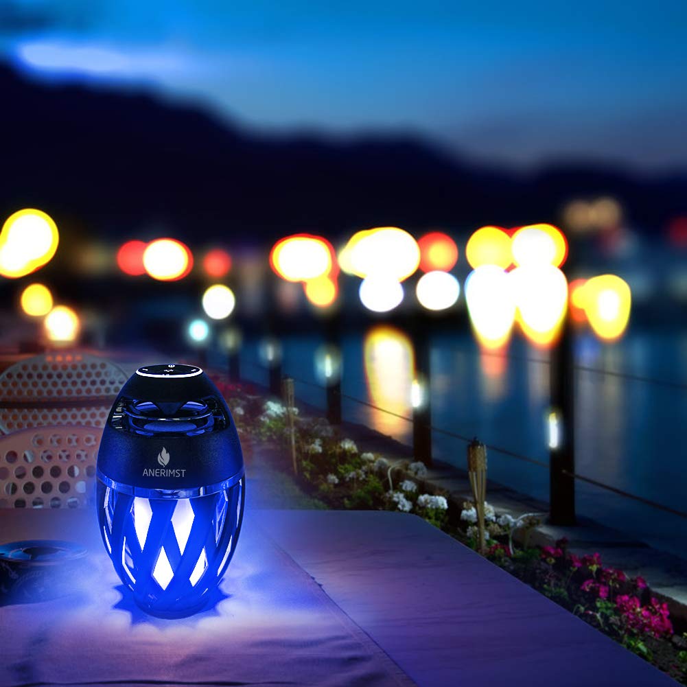 ANERIMST Altoparlante Bluetooth LED Blue Flame Ambience Lantern altoparlante esterno con suono stereo, altoparlante wireless portatile BassUp esclusivo lampada da tavolo per iPhone Android (blu)