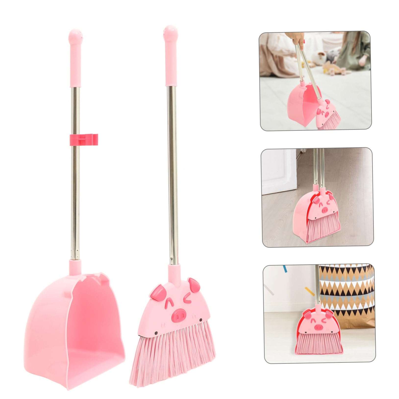 Juego de Escoba y Recogedor para Niños Rosa, Set 1 Pieza | Pp y Pet, Práctico para Uso Diario, Área Amplia de Limpieza, Pequeño y Simpático
