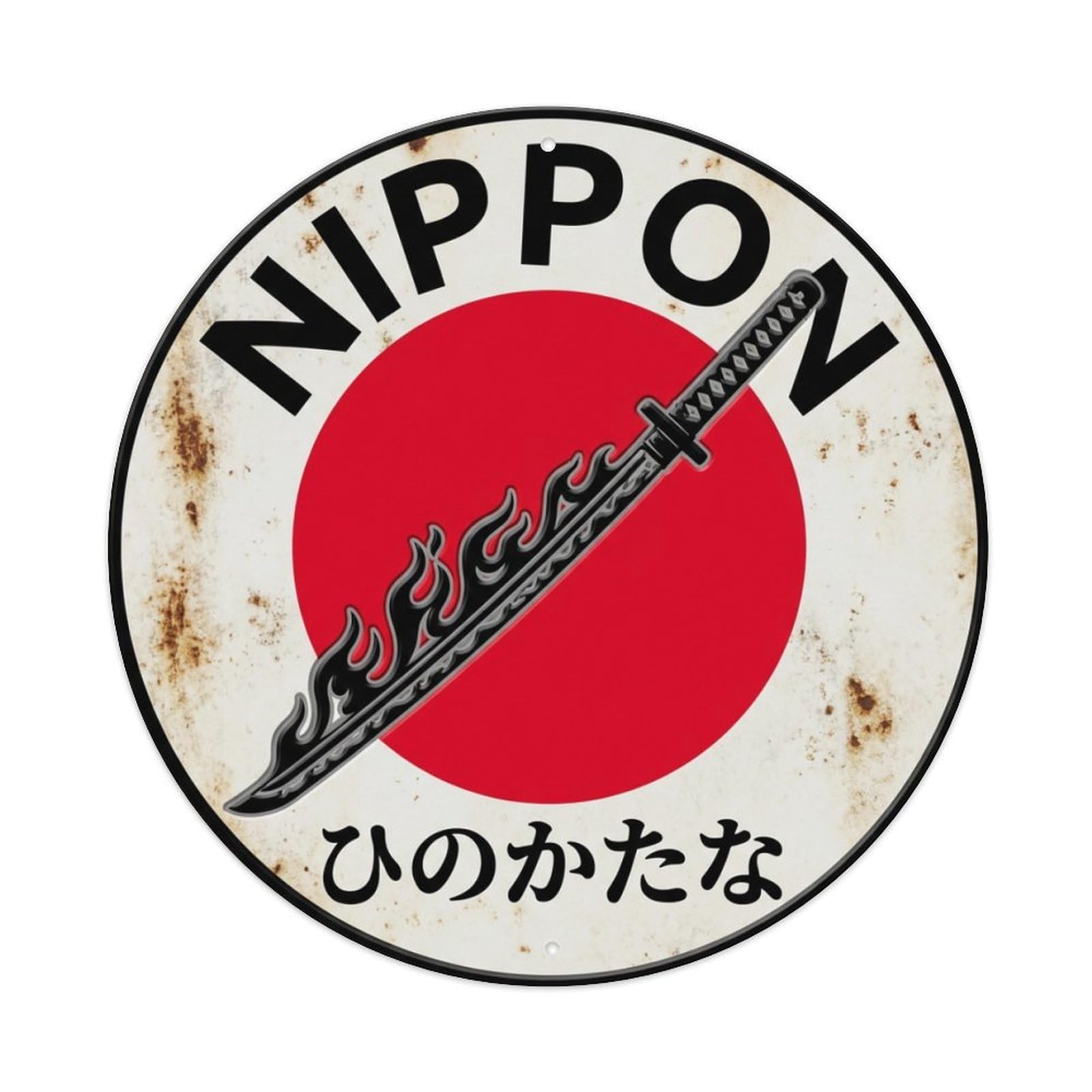 Galvaxio Style Fire Sword Nippon Flame Energy Vintage Metal Tin Sign