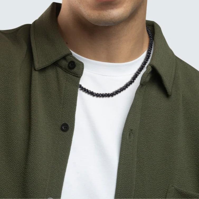 GAVU Men's Crystal Beaded Necklace, Brown Tiger Eye Necklace Black Onyx Necklace for Men4