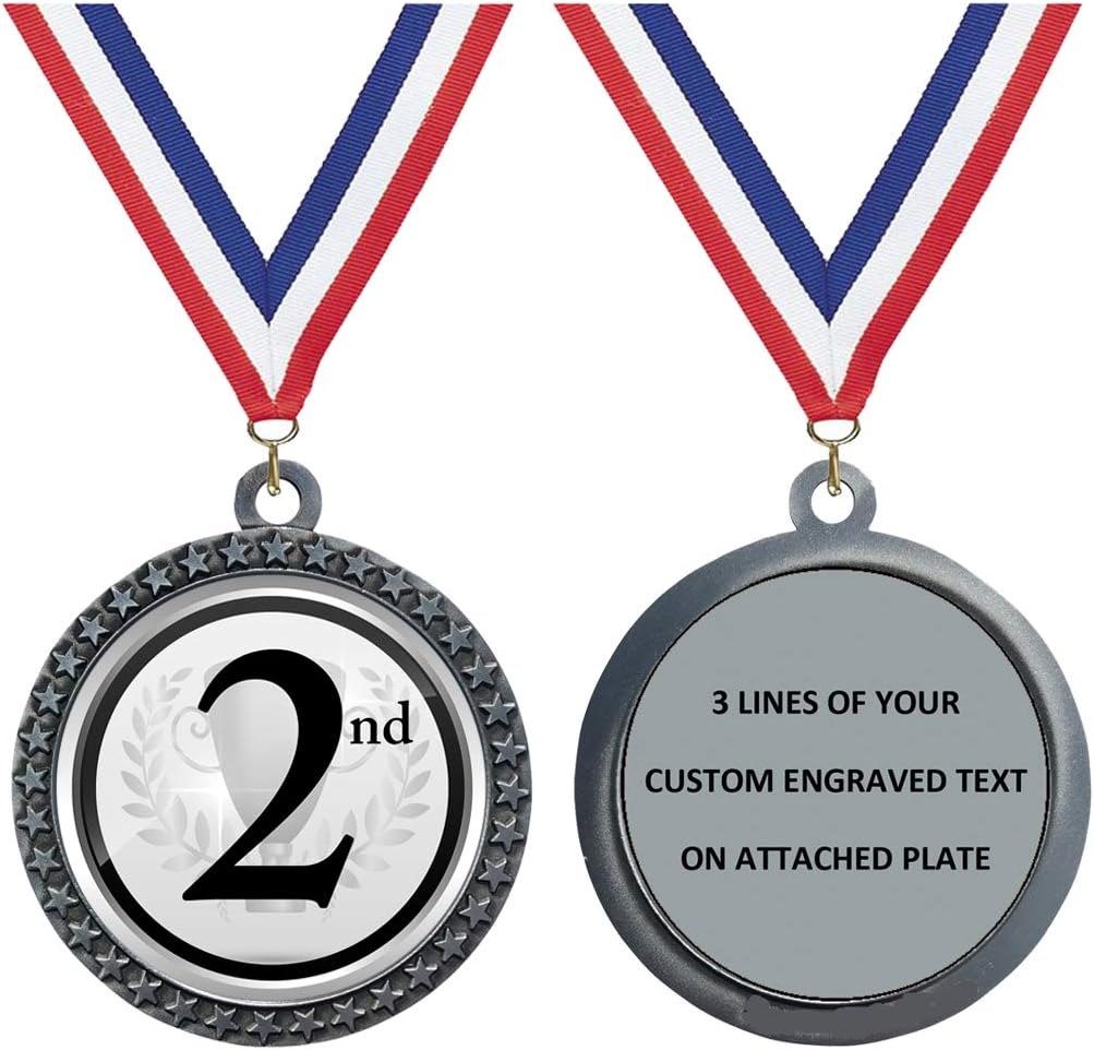Express Medals Engraved 1 to 50 Packs Engraved 2nd Place Silver Medal Trophy Award with Personalized Custom Text LD212-EG302