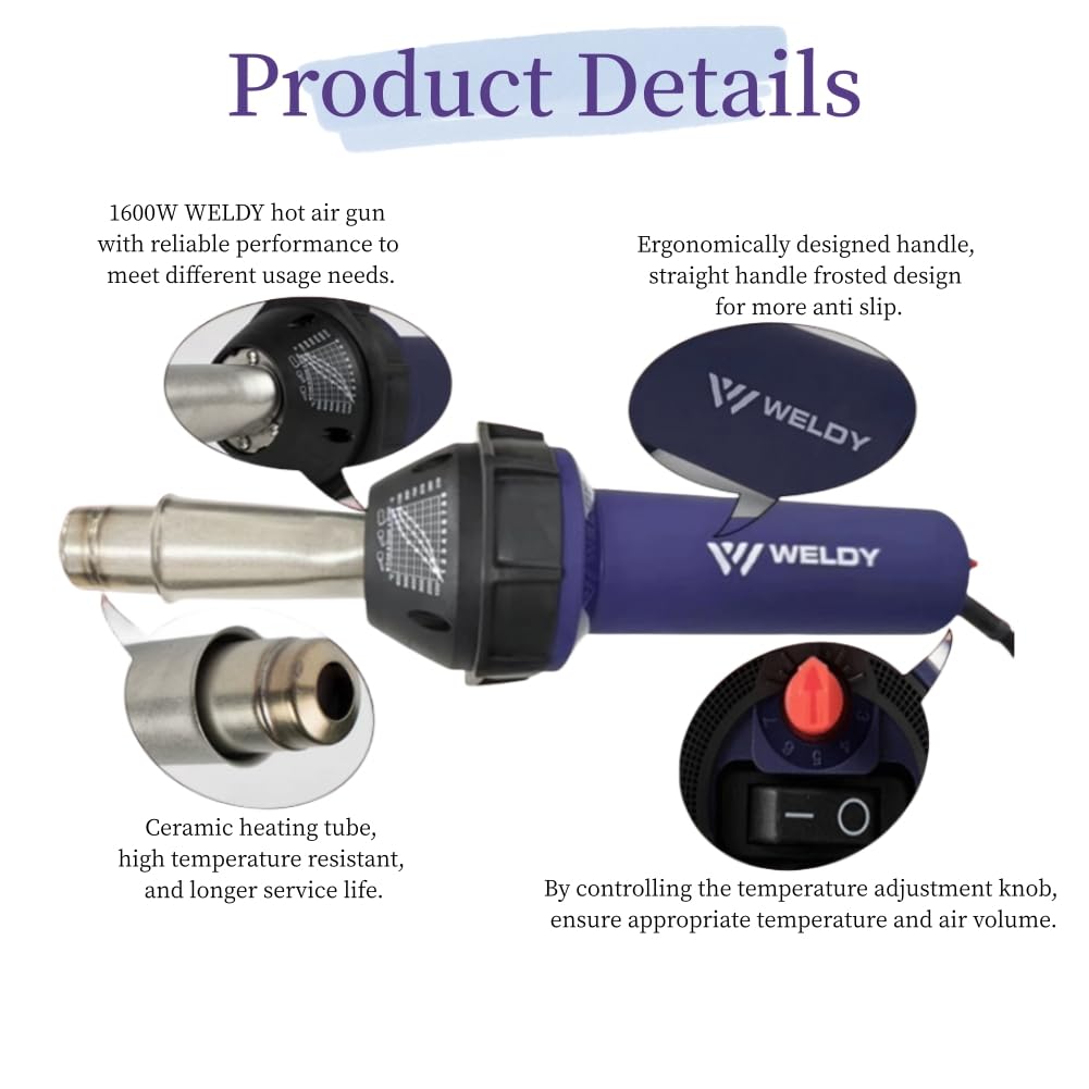 110V Weldy 1600W Professional Hot Air Equipment Hot Blast Torch Overlap Air Welding Gun Welder Pistol Tool Hot — view 3