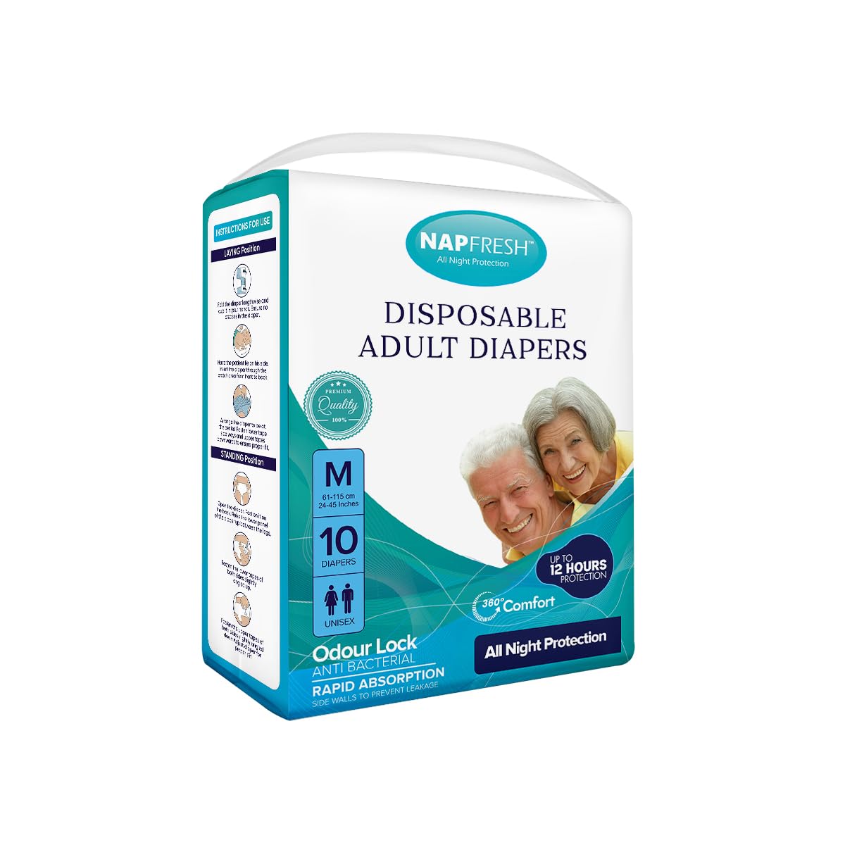 Napfresh Premium Adult Diapers Tape Style with Wetness Indicator | Upto 12 Hours Protection with Super Absorbent Core & Odour Lock | Leak Proof (Pack of 20, Medium (Waist Size 24"-45")) (B0CL6HC1ZM) Amazon Price History, Amazon Price Tracker