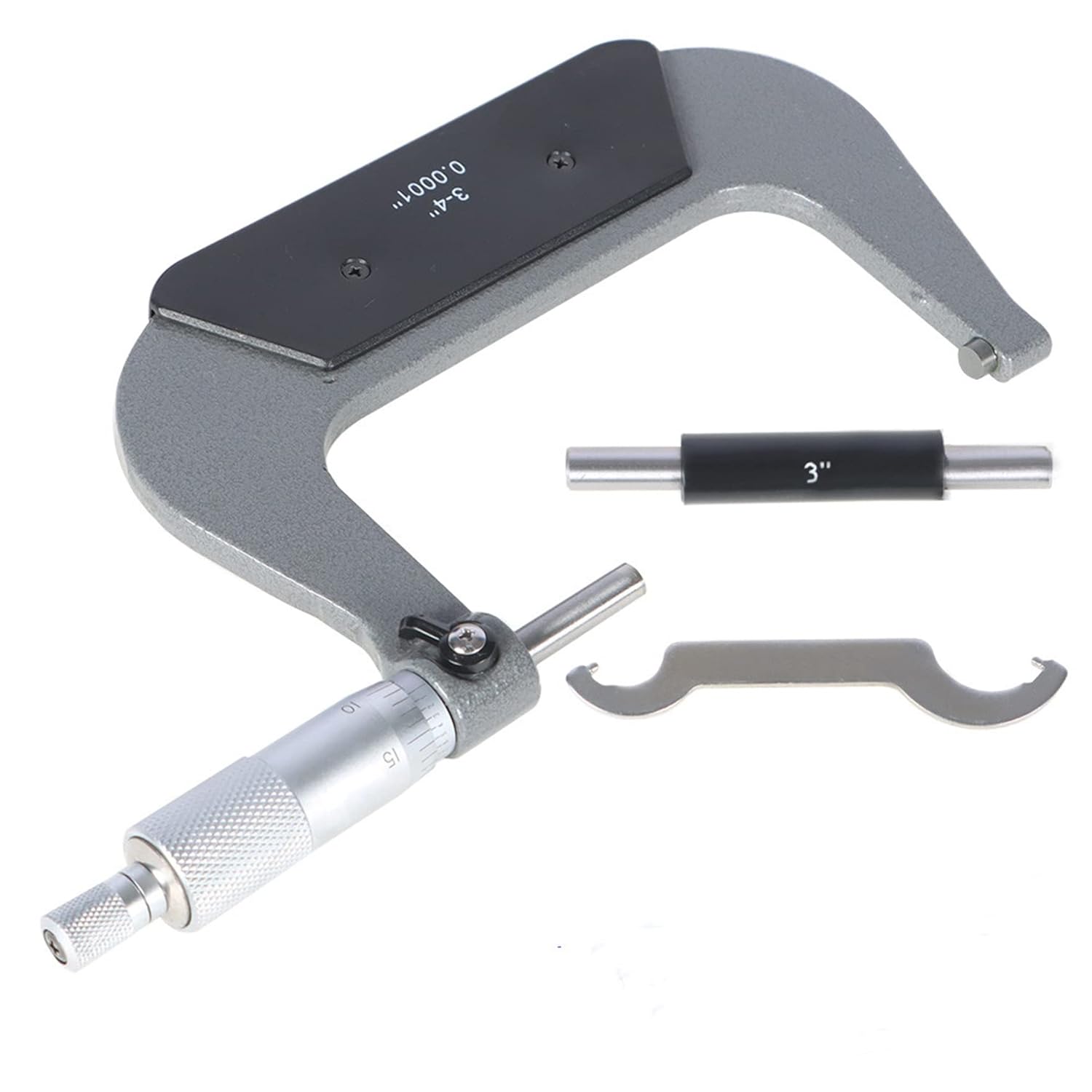 waltyotur U-Shaped Outer Micrometer 3-4 Inch with Carbide Tip Accuracy 0.0001 Inch Suitable for Precision Measurement Work with Box
