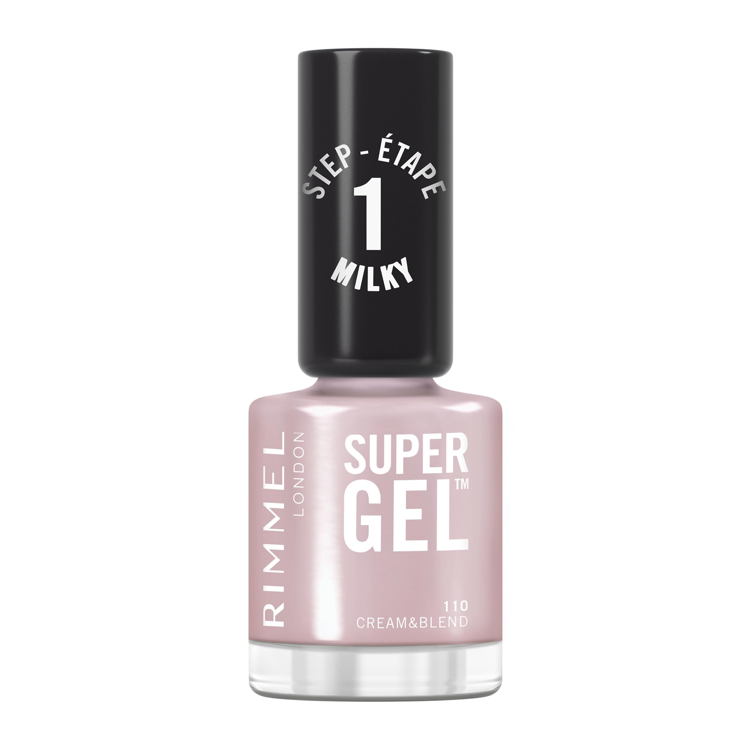 Rimmel Super Gel, 110 Cream & Blend, Long-Lasting Nail Polish, Glazed Finish, Easy Application, Gel-like Manicure, Chip Resistant, Clean Formula, 12ml