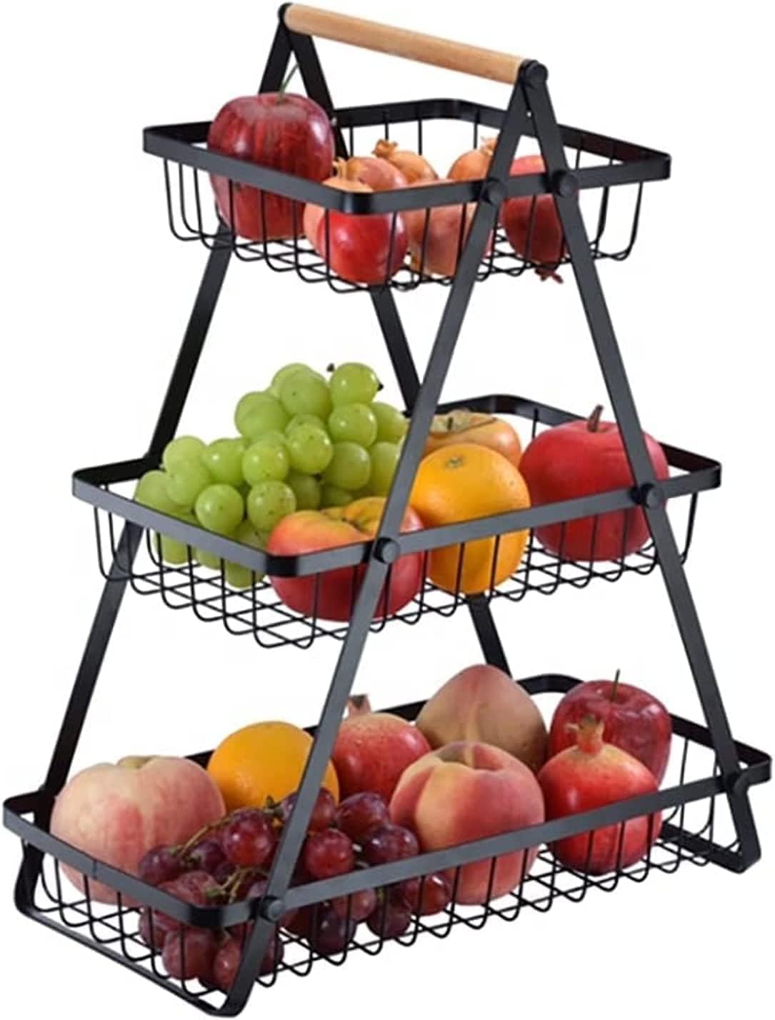 3-Layer storage rack, Fruit Storage rack, Vegetable Rack, Bread Display Stand for Kitchen, Fruit Bowl, Bread Basket, Vegetable Holder for Kitchen Storage Stand (Black)