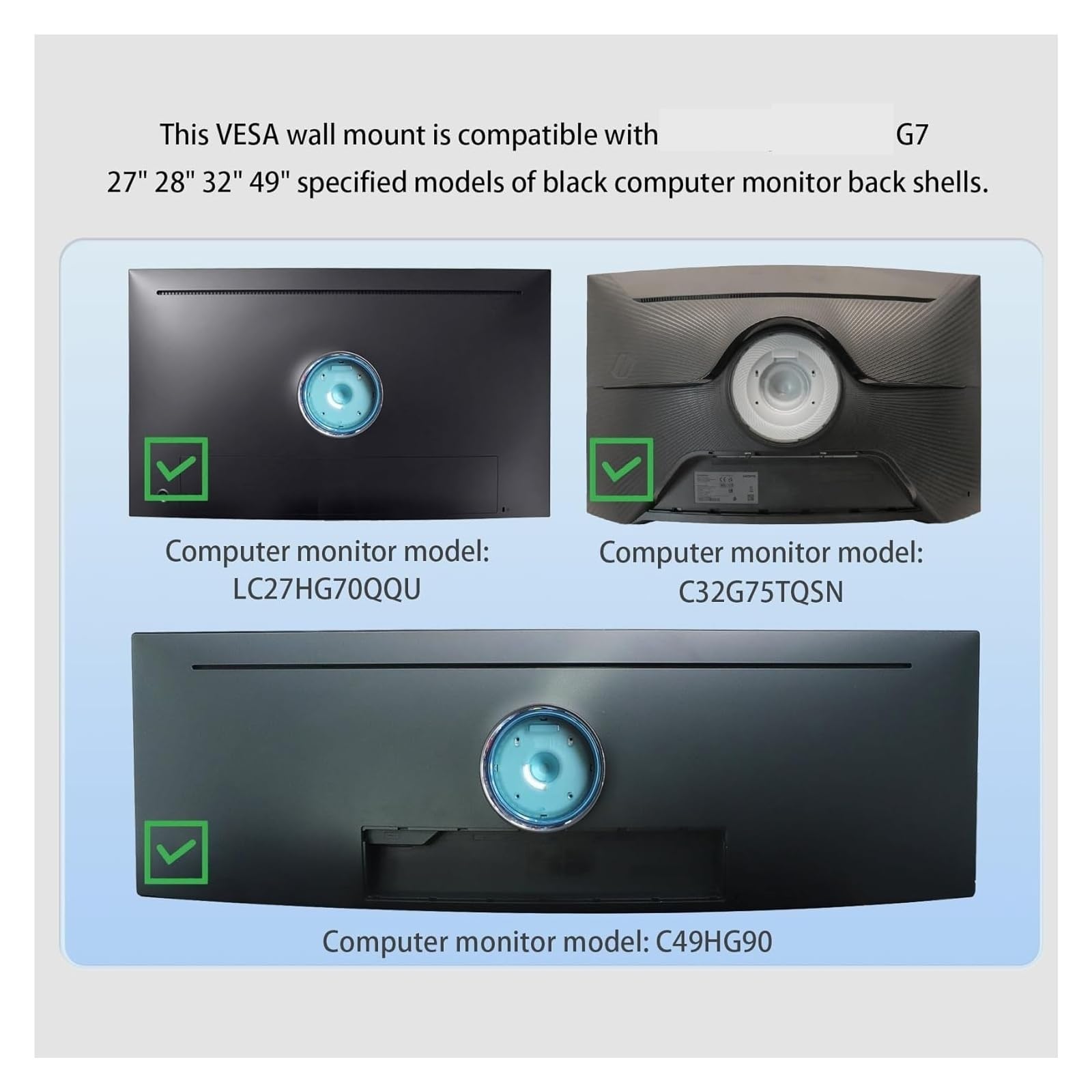 BN96-42913A BN61-14898A Soporte Adaptador De Montaje En Pared VESA, Compatible Con Samsung, Compatible Con Odyssey, G6 G7 27" 28" 32" 49 Pulgadas Accesorios De Soporte For Monitor Curvo