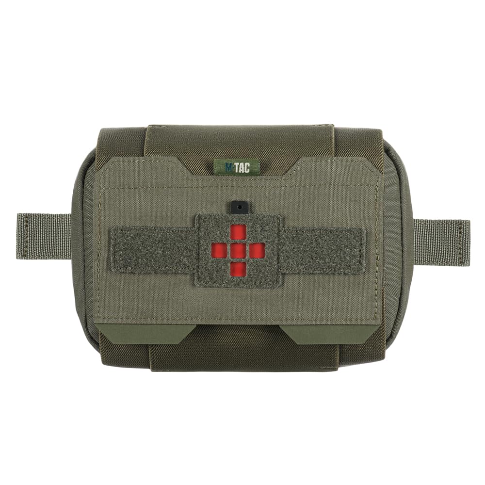 M-Tac Large Elite - Bolsa horizontal MOLLE-IFAK – Cordura® 500D MIL-SPEC, base cortada con láser, cremalleras AquaGuard YKK®, organizador de primeros auxilios desmontable, verde Ranger