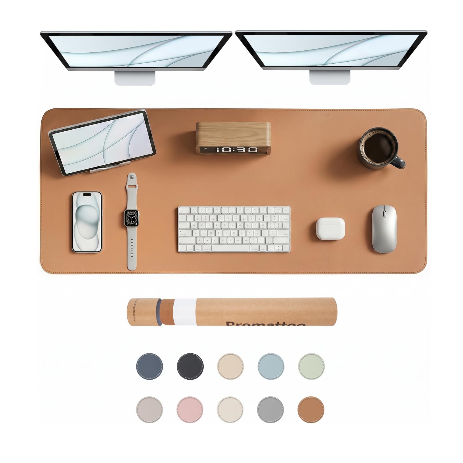 PROMATTOO Large Non-Slip Desk Mat, Waterproof Vegan Leather Desk Pad & Mouse Mat, Extended Desk Protector for Laptop, Office & Home, Smooth Writing Surface with Premium Tube Packaging (120 x 45 cm)