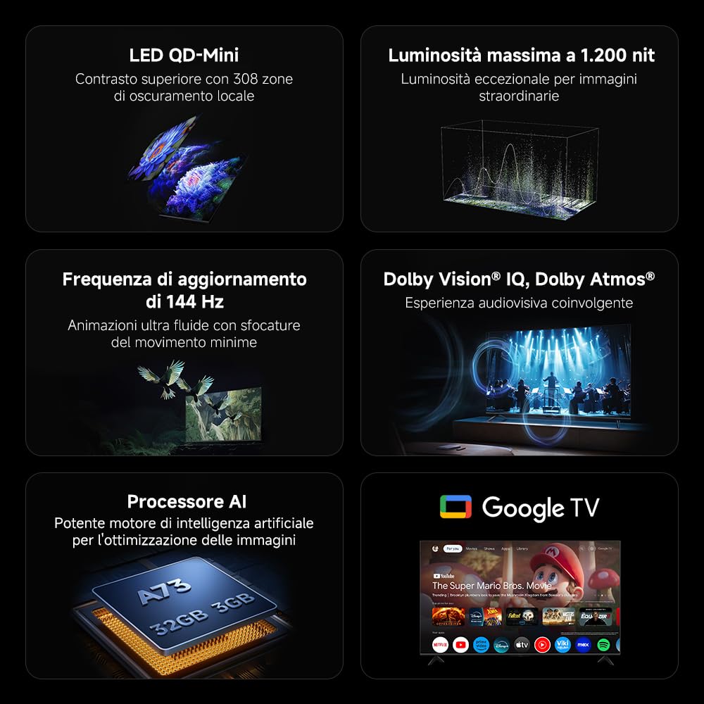 XIAOMI TV S Mini LED 55 Pollici 144Hz Dolby Vision - Dettaglio
