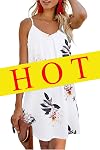 ULTRANICE 2026 Printemps Été Plage Robes de vacances Casual V Col Spaghetti Poignées de swing floral Mini Robe de soleil pour femme