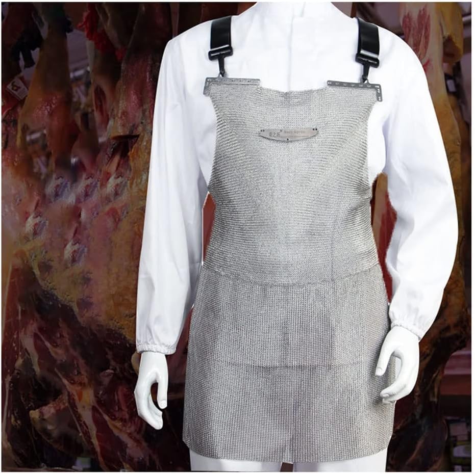 Cut Resistant Apron with Adjustable Shoulder Straps,. Heavy Duty Stainless Steel Water Resistant Safety Work Apron (Size : 55x90cm/21.62x35.43in)