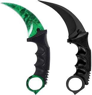 2 Pieces Karambit Knife Fixed Blade Tactical Camping Tool,Outdoor Hunting Knife with Sheath and Cord, Suitable for Hiking, Adventure, Survival and Collection (Green Black) - Milaloko