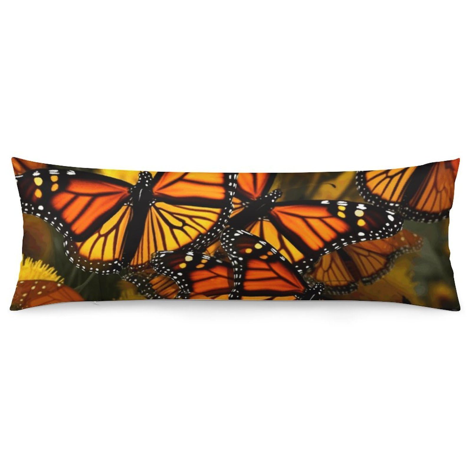 2 Pack Pillow Cases for Hair and Skin, Soft Breathable Pillow Case Covers with Hidden Zipper, Monarch Butterflies Pillowcase 20"x54" Pillow Covers for Sleeping Gift