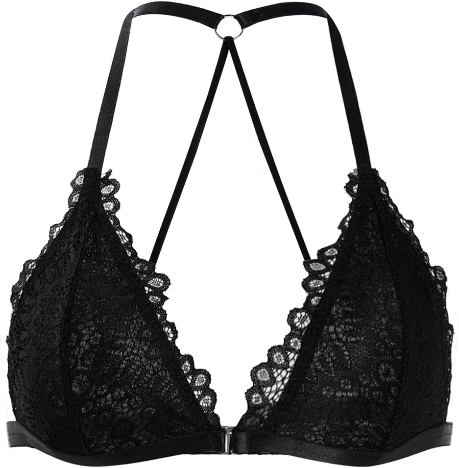 MakeMeChic Lace Bralettes for Women Sexy Bras Sheer Deep V Front Closure Bra - Image 7
