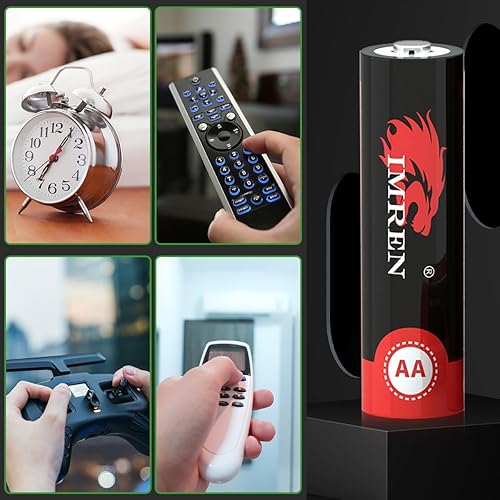 Miniatura 7 de IMREN Baterías AA recargables con cargador, paquete de 8 baterías dobles A de capacidad estándar de 2000 mAh NiMH AA con cargador de batería AA AAA,