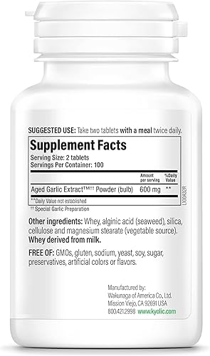 Miniatura 2 de Cápsulas con extractos de ajo añejado Kyolic, fórmula 100 original cardiovascular, 100-32, Pastillas, 1, 1