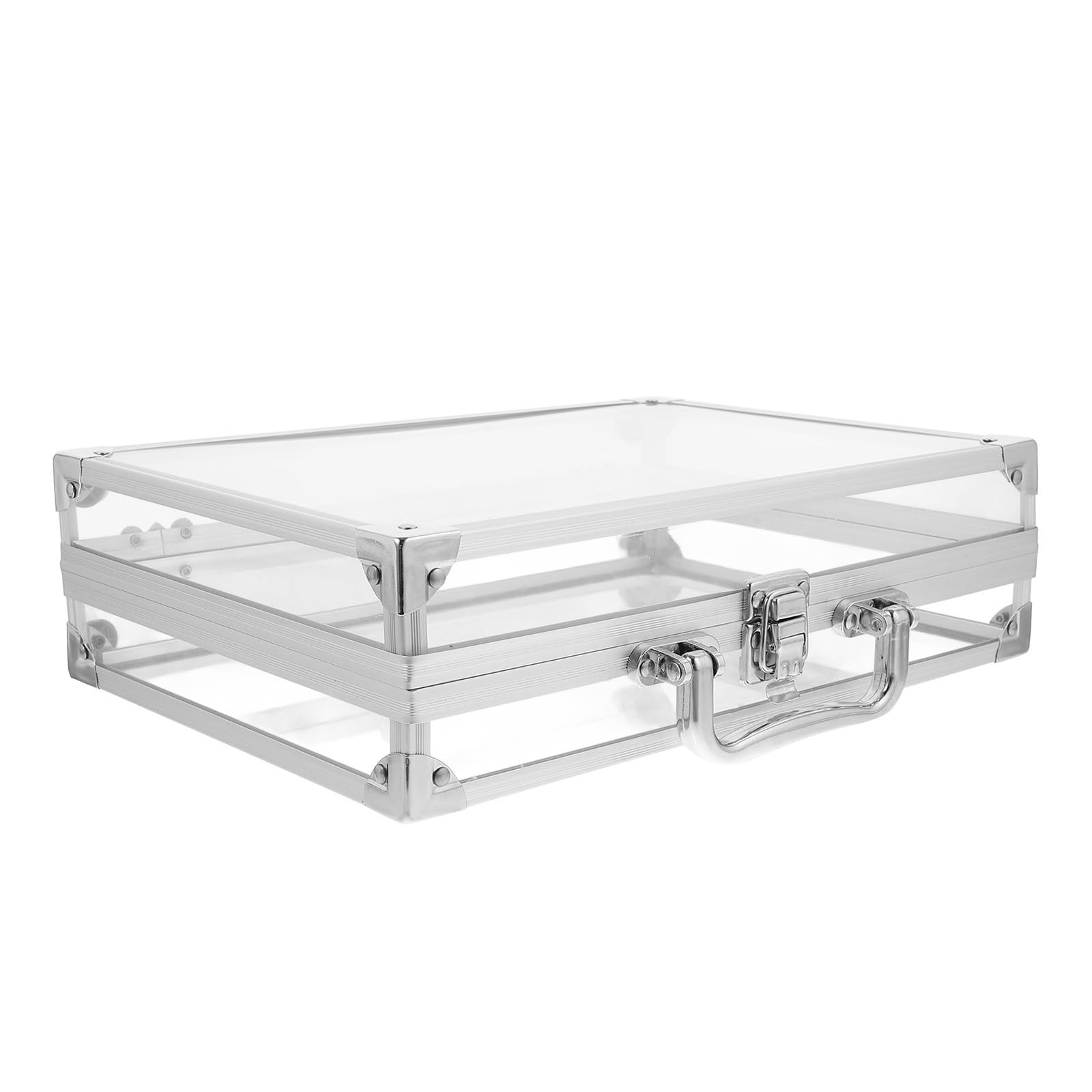 Organisateur bijoux multifonction grande capacité en alu avec couvercle transparent