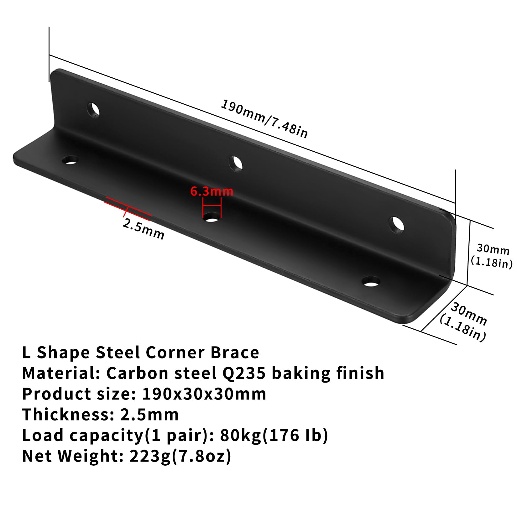 Connettore ad Angolo in L, 4 pz Connettore Ad Angolo Perforato, 90 Gradi Staffa Angolare, Rinforzo Resistente Per Legno, per Rinforzi, Riparazioni, Tavoli, Armadi, Mobili - 190x30x30mm