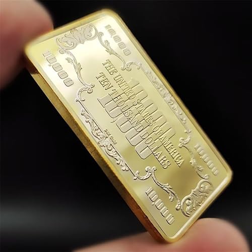 Miniatura 5 de Zimbabwe - Barra de oro de 100 billones de dólares, lingotes de oro de dólares chapados en oro simulado para pisapapeles
