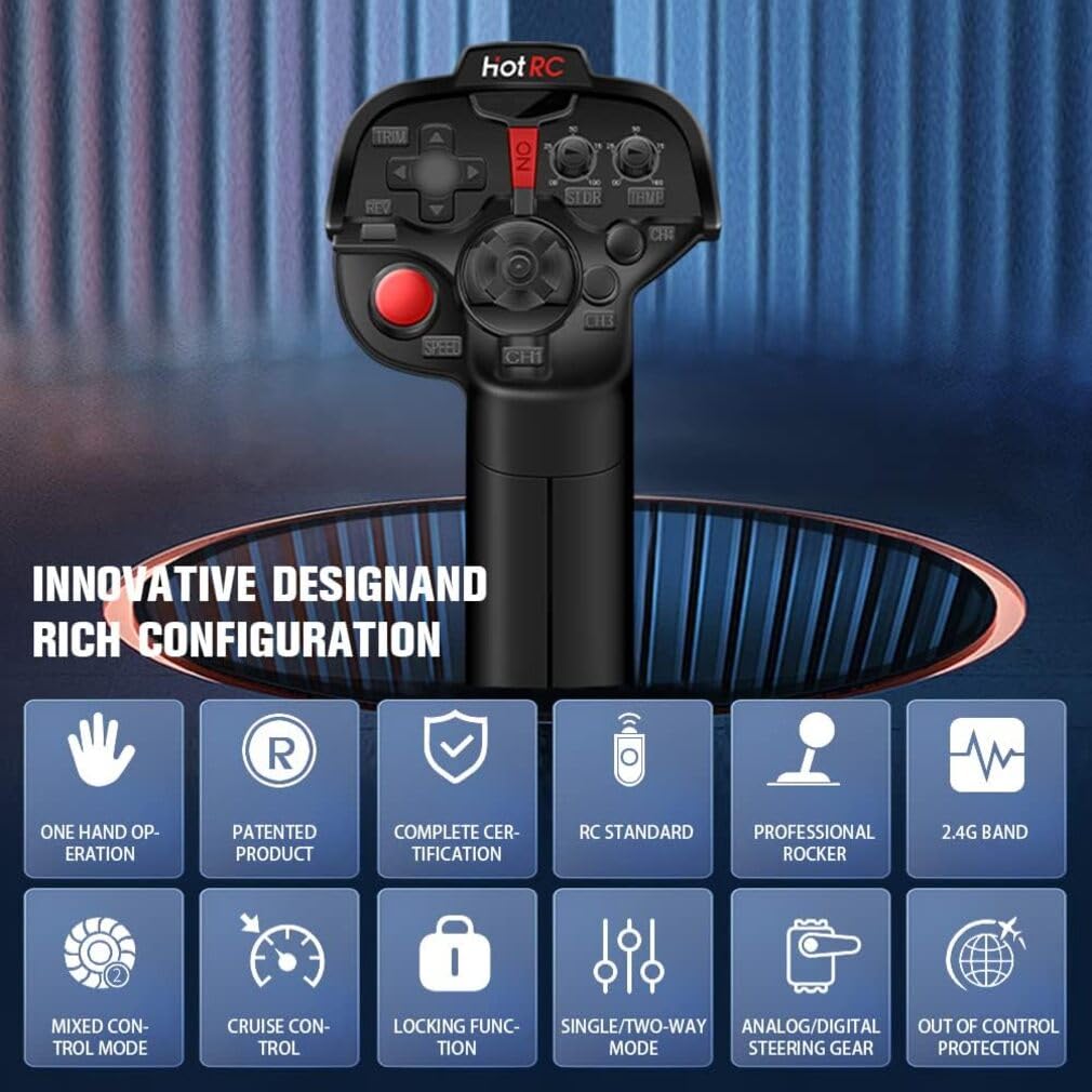 aneegfpv HOTRC DS-4A 2.4G RC Radio Transmitter Single Hand with 4CH Receiver for RC Car Boat Drone Airplane (DS-4A 1 Receiver) - Image 4