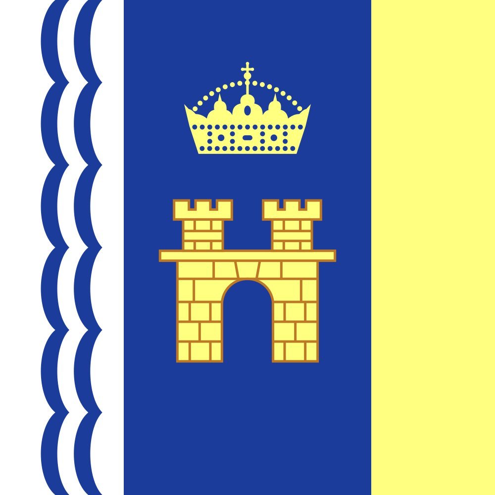 Drapeau Stryi héraldique de haute qualité avec blason de ville détaillé