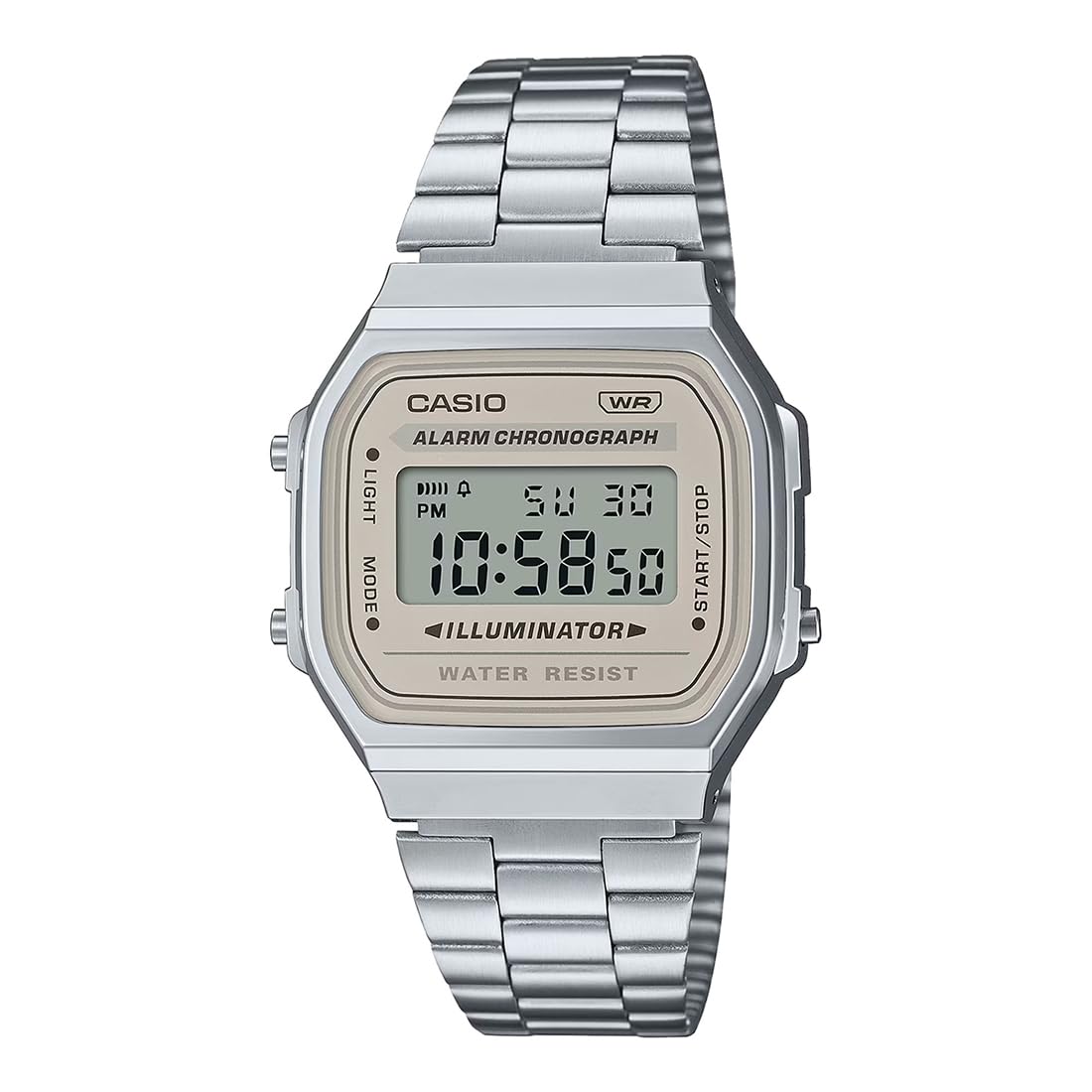 CasioUnisex Vintage A168WA-8AYDF Brown Digital Dial Silver Stainless Steel Band D332