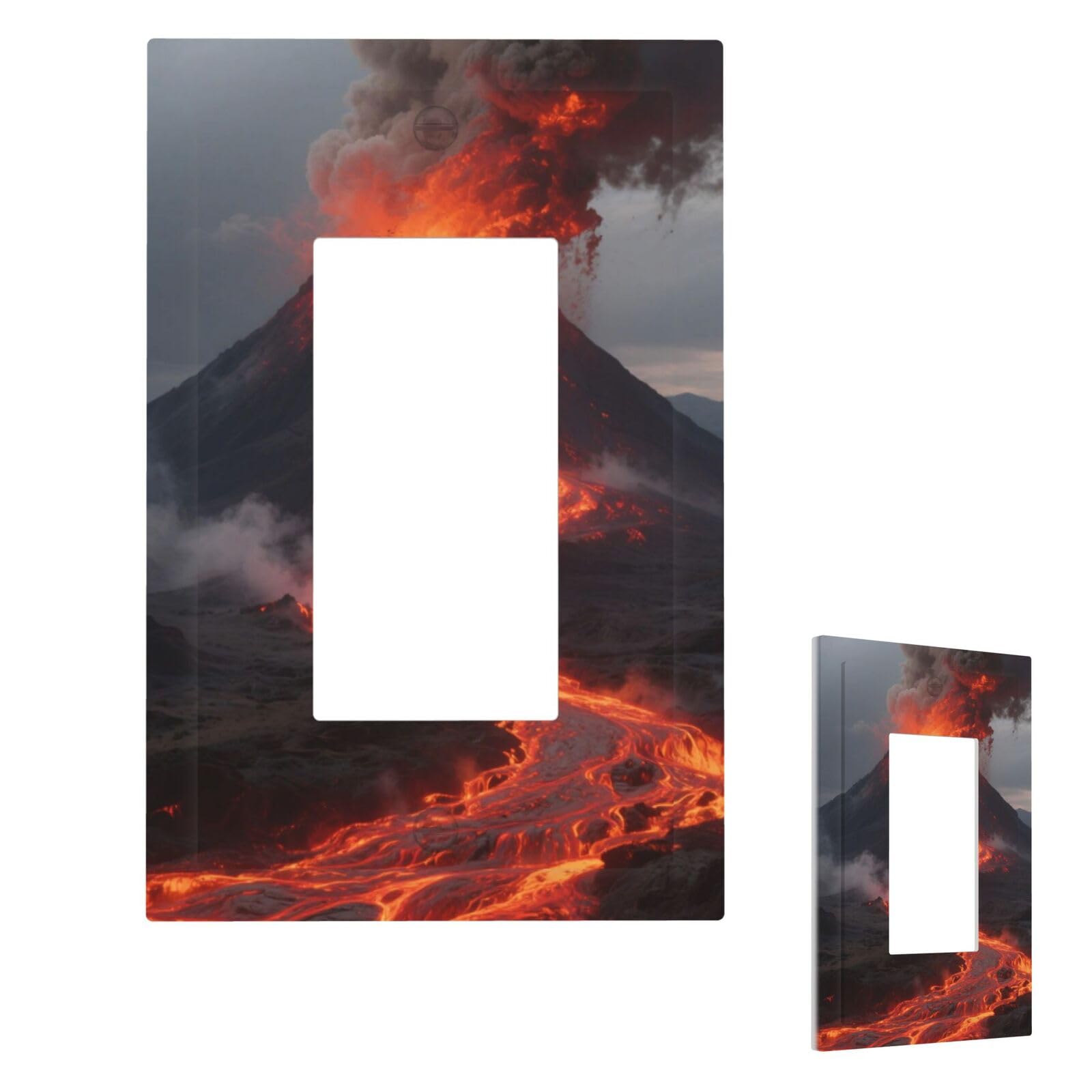 Volcano Wall Plate Cover Modern Decorative 1 Gang Light Switch Cover Unbreakable Receptacle Outlet Covers For Living Room Bedroom Home Decor 1 Gang