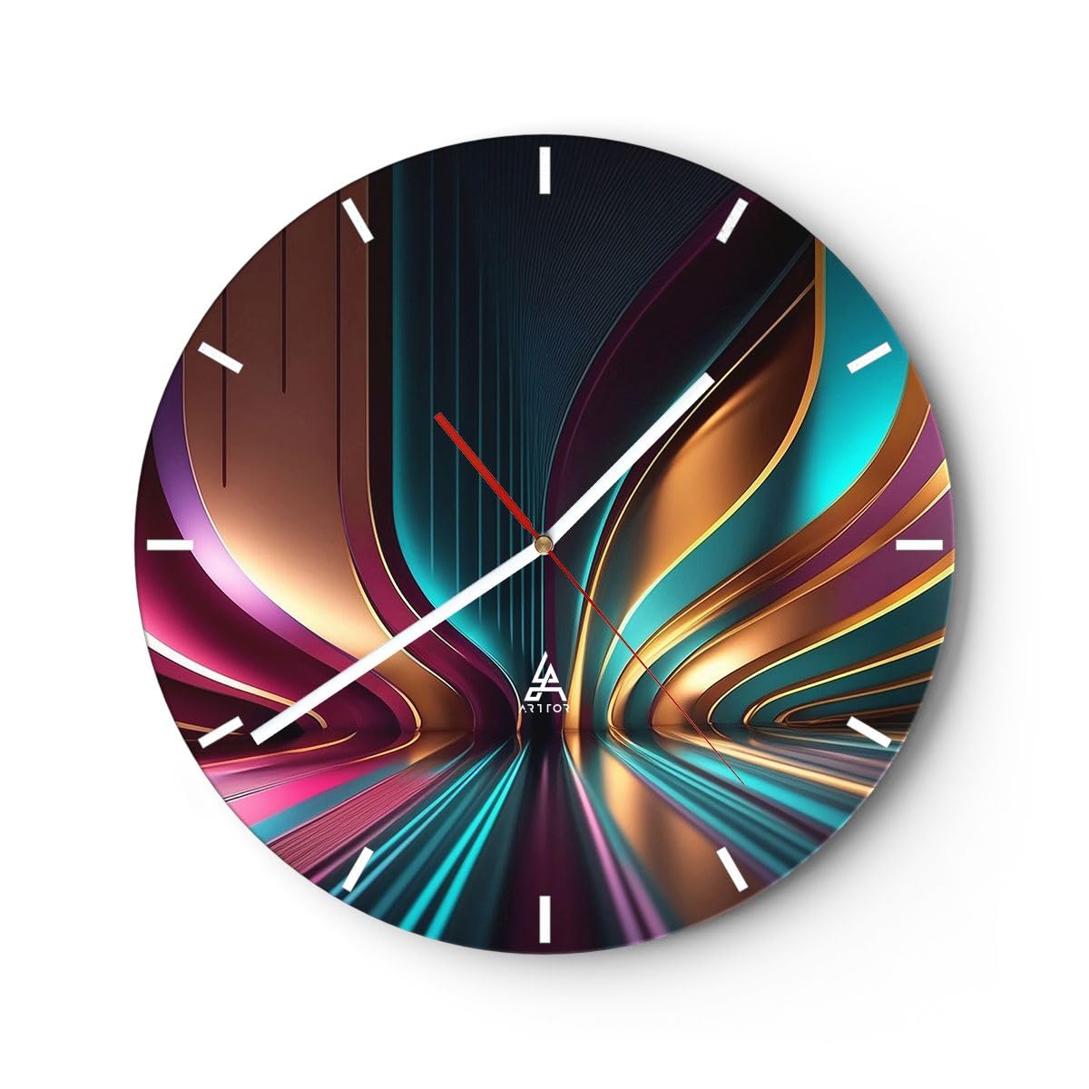 Horloge murale cuisine et salon au design moderne de vagues lumineuses