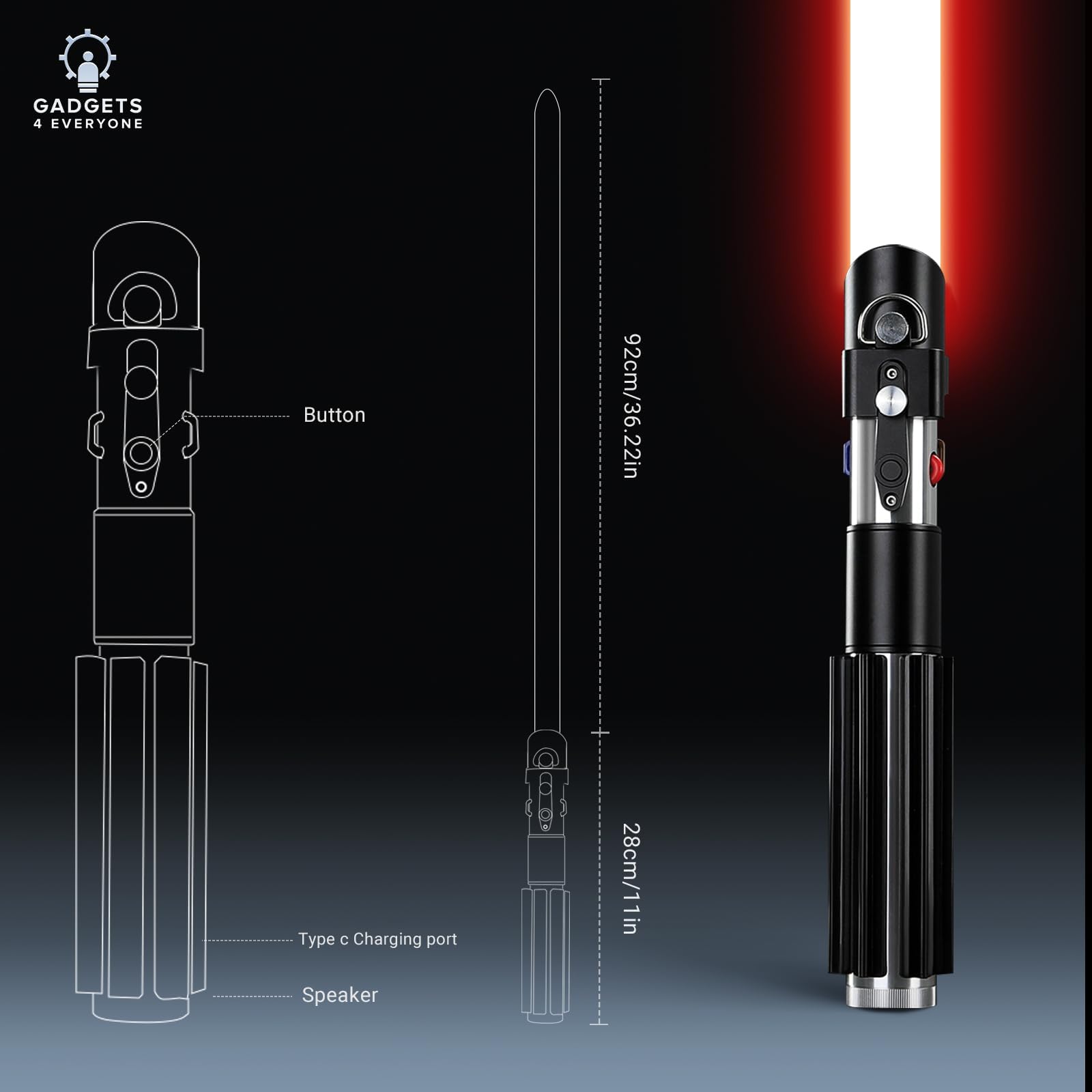 G4E Lightsaber with Bluetooth App, Smooth Swing, 16 Sound fonts, Infinite RGB Colour Change - Image 2