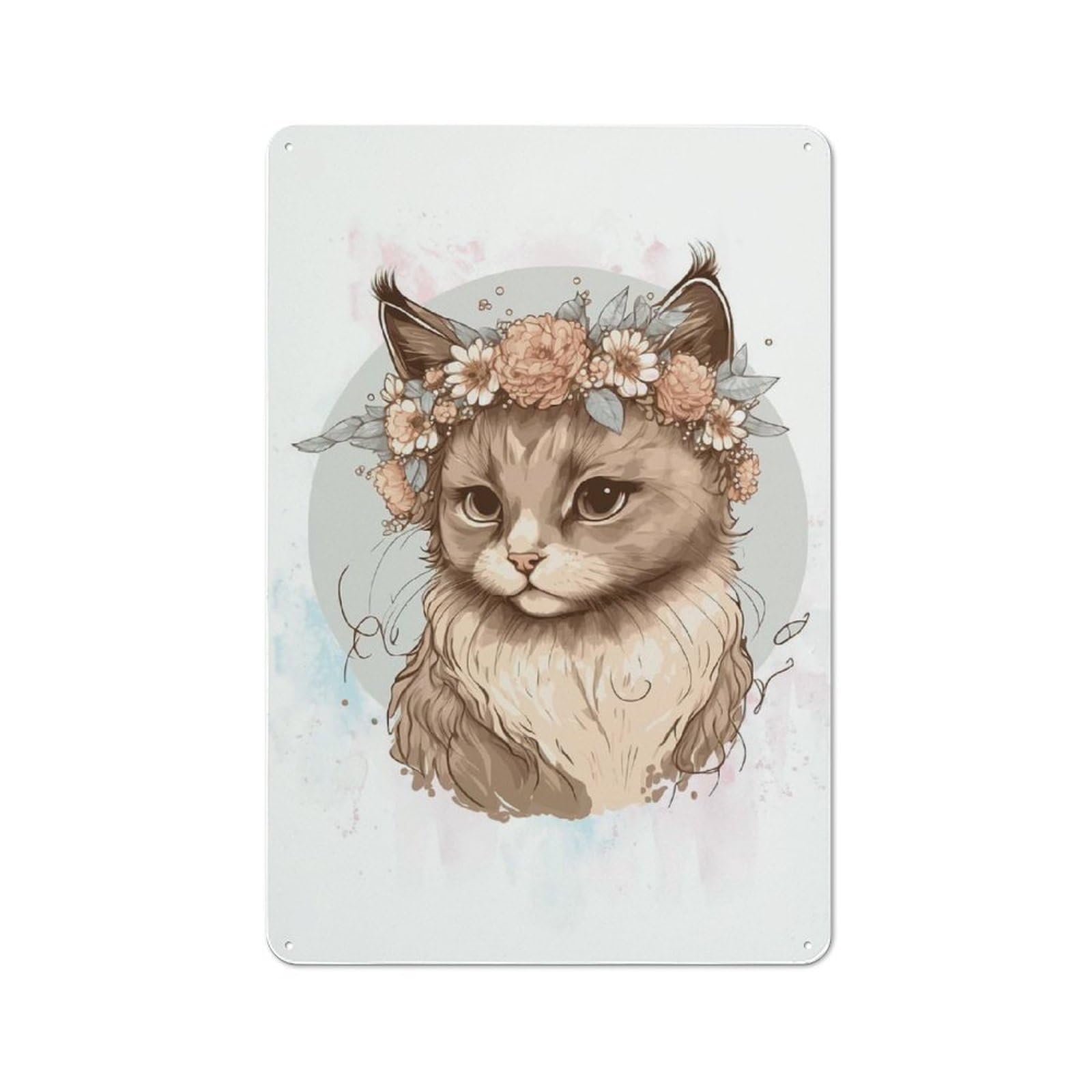 Floral Baby Kitten Vintage Tin Sign 30x20cm, Rustic Bistro Wall Plaque for Kitchen, Cafe, Pantry Or Dining Room
