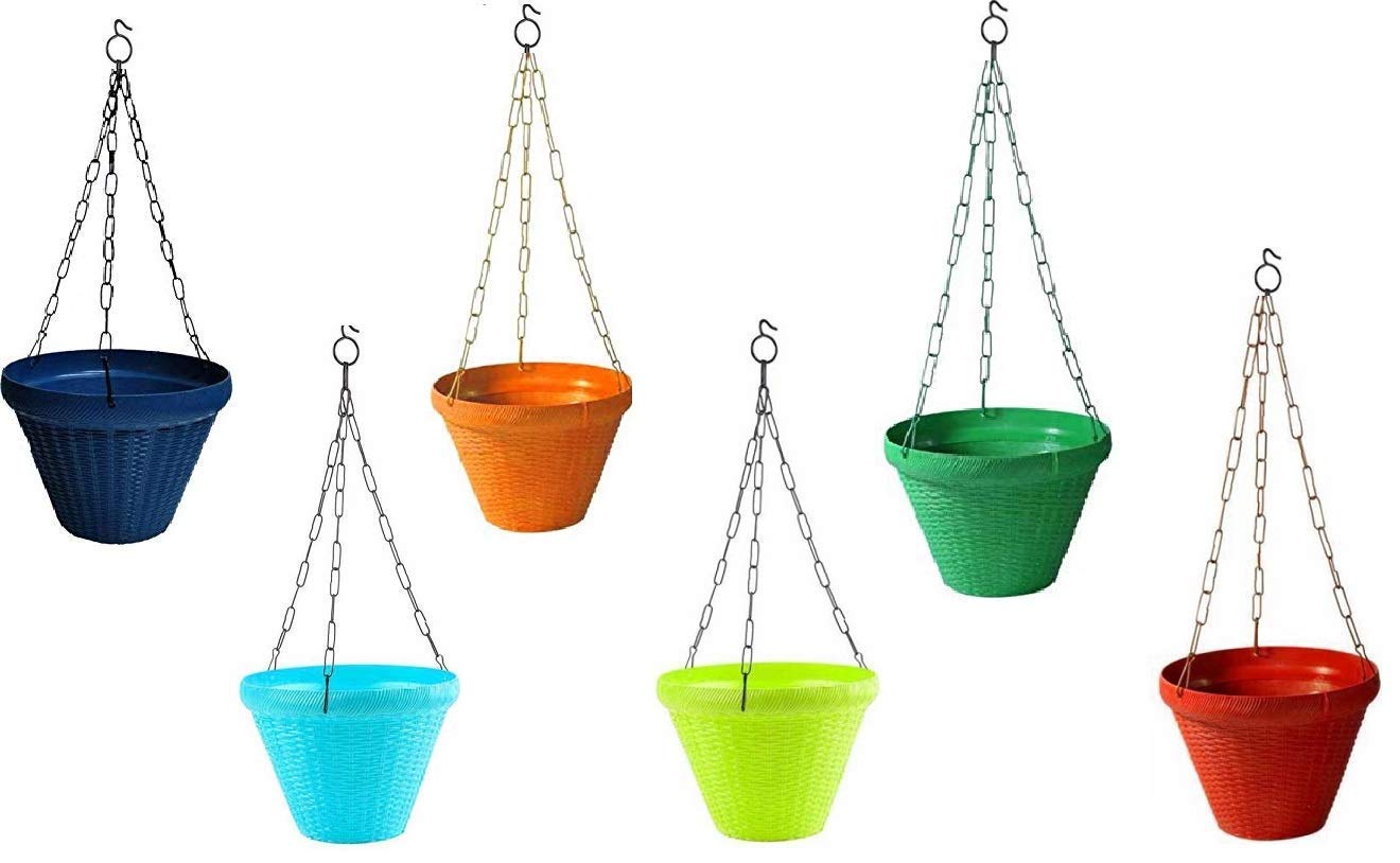 Go Hooked Juhi Pot Plant Container | Hanging Pots & Planter (Multicolor, 9 Inch, Set of 6) (B07M6JTHBM) Amazon Price History, Amazon Price Tracker