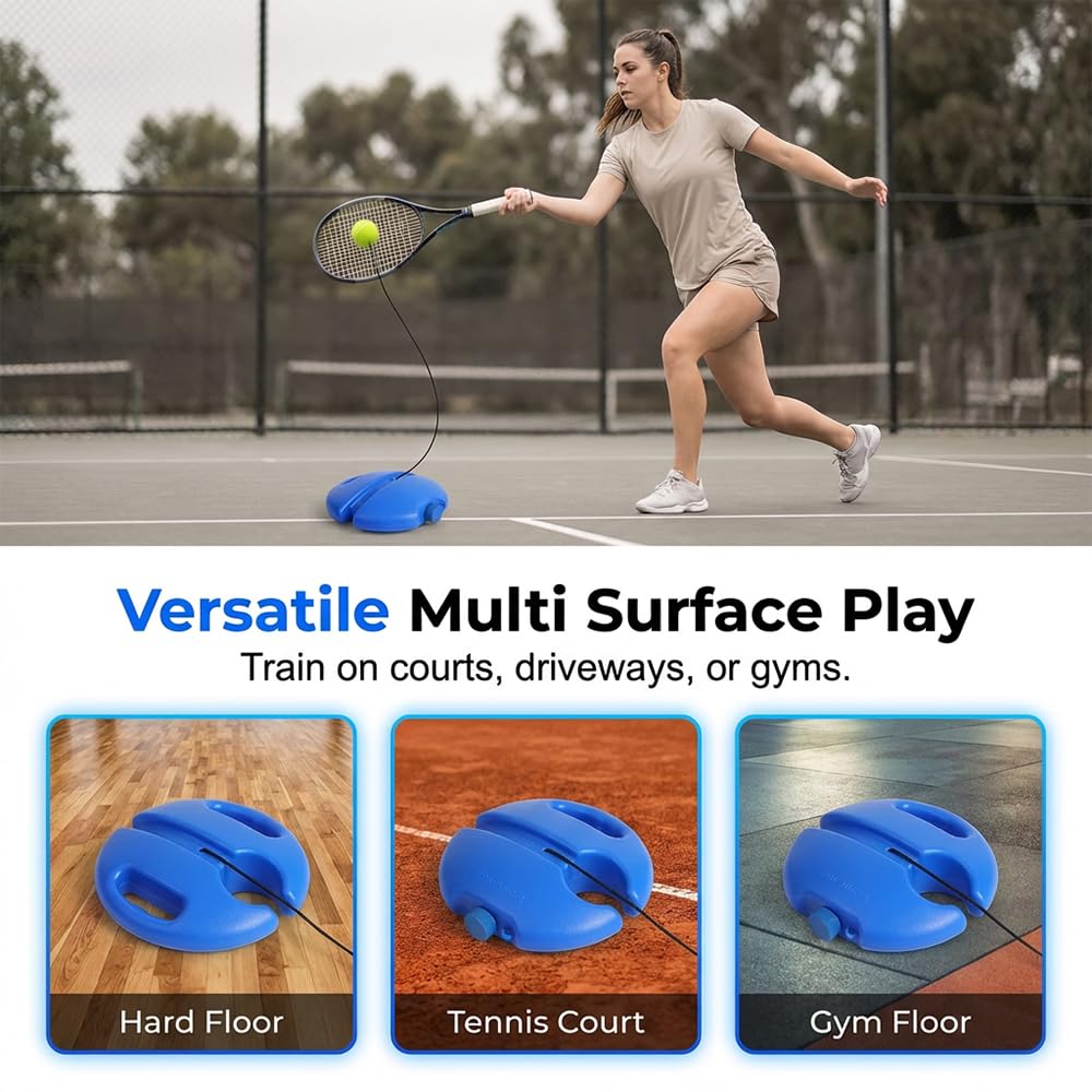 HISKI Tennis Ball Training Baseboard, Tennis Trainer Equipment Set, Tennis Trainer Ball with String, Tennis Trainer Rebound Ball, Multifunction Tennis Practice Rebounder for Backyard — view 5